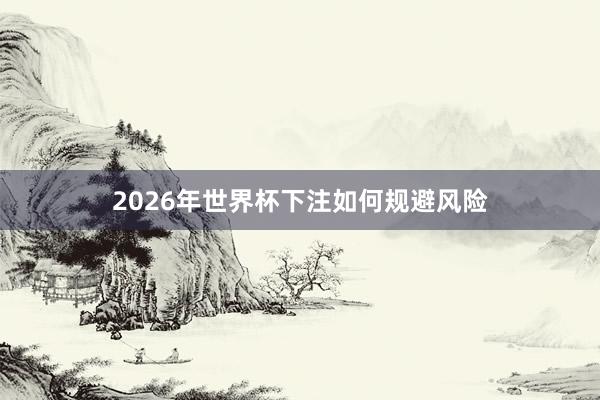 2026年世界杯下注如何规避风险
