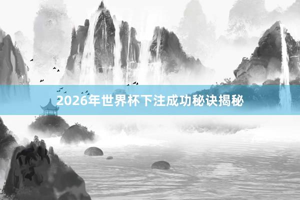 2026年世界杯下注成功秘诀揭秘