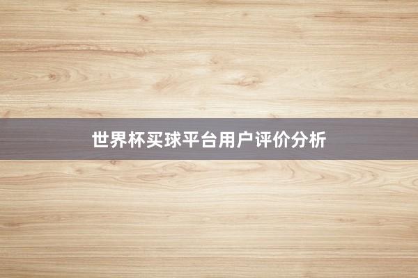 世界杯买球平台用户评价分析