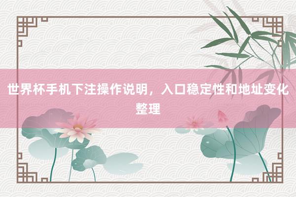世界杯手机下注操作说明，入口稳定性和地址变化整理