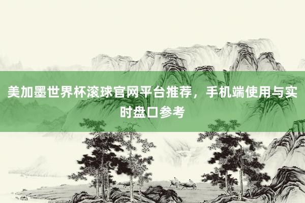 美加墨世界杯滚球官网平台推荐，手机端使用与实时盘口参考