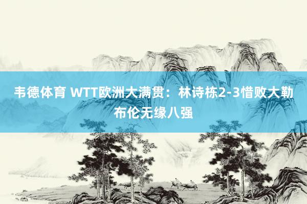 韦德体育 WTT欧洲大满贯：林诗栋2-3惜败大勒布伦无缘八强